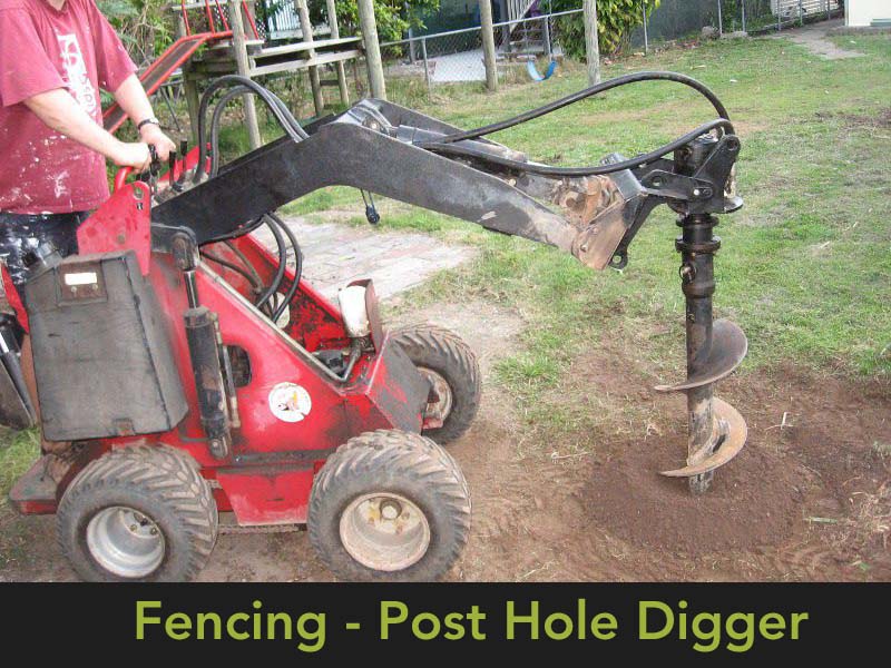 Dingo Mini Digger in action - Using Auger to dig a Post Hole